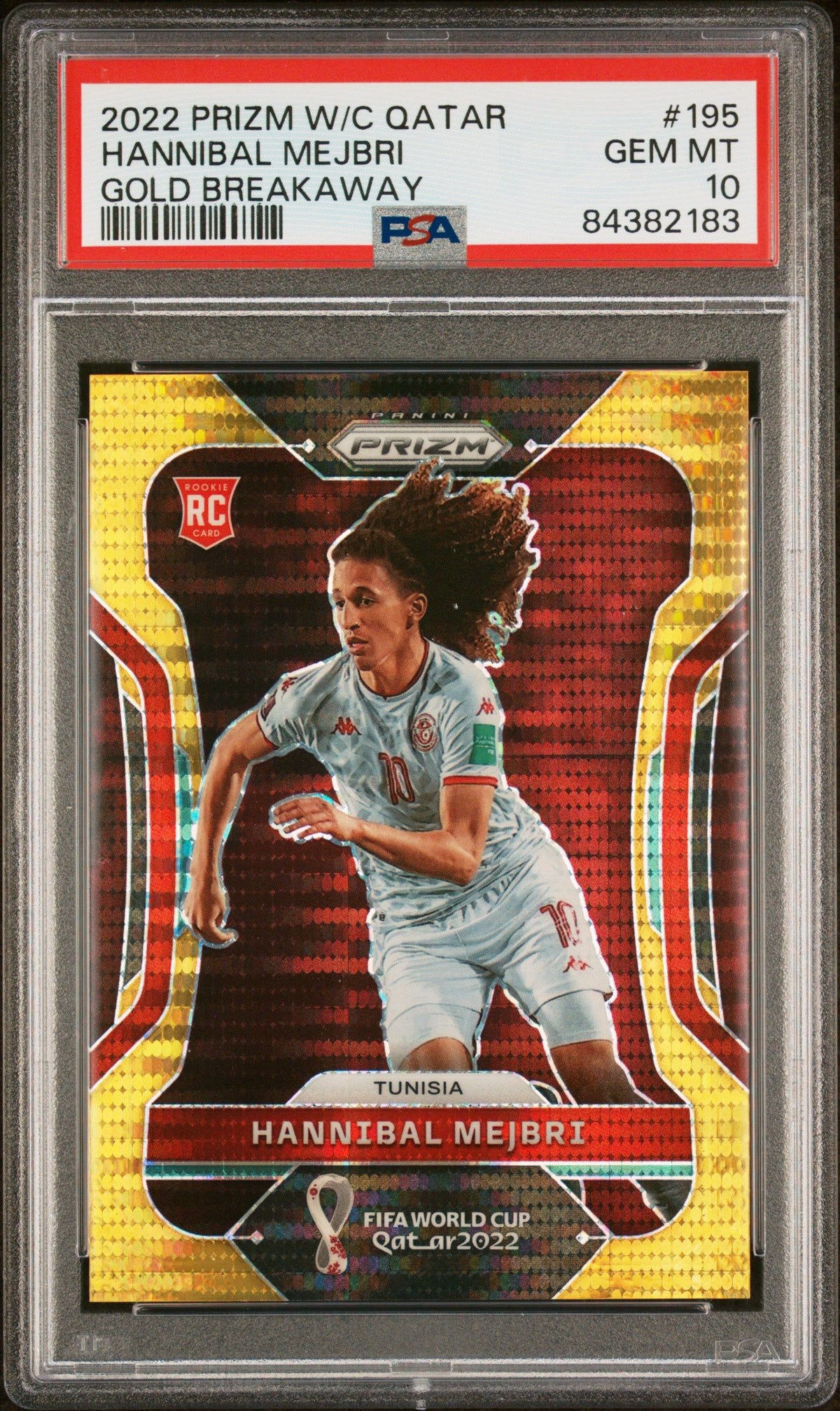 2022 Panini Prizm World Cup Qatar Hannibal Mejbri Gold Breakaway PSA 10