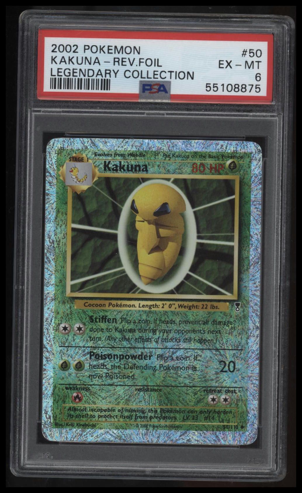 2002 Pokemon Legendary Collection Kakuna-Rev.Foil Legendary Collection PSA 6