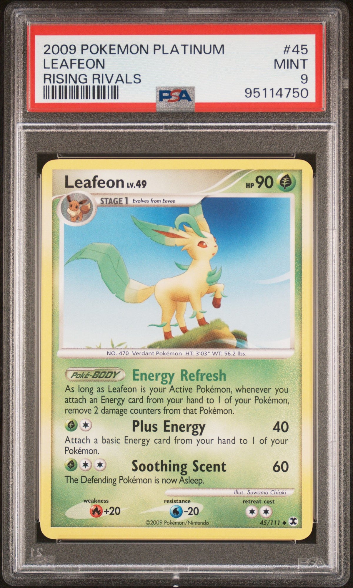 2009 Pokemon Platinum Rising Rivals Leafeon Rising Rivals PSA 9