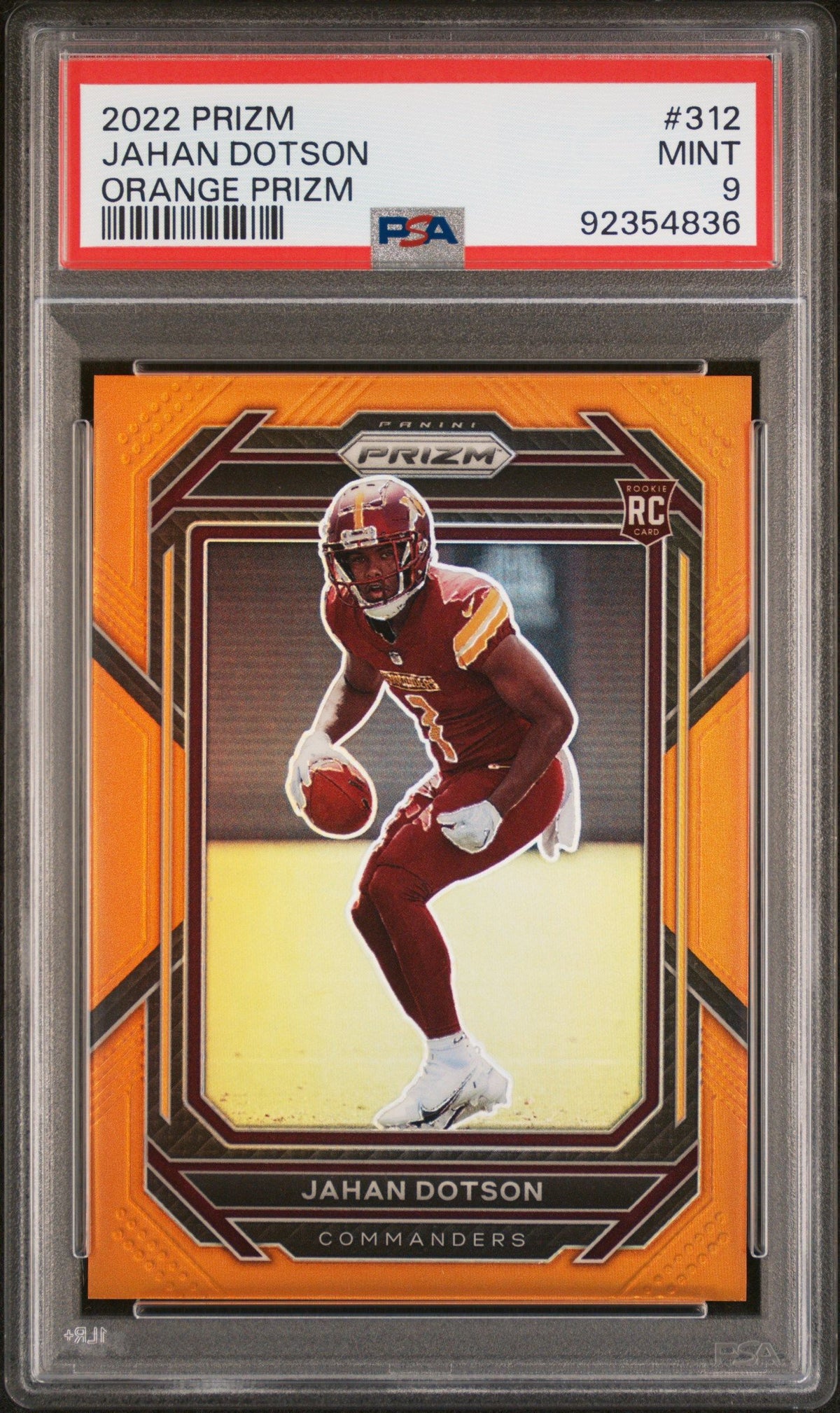 2022 Panini Prizm Jahan Dotson Orange Prizm PSA 9