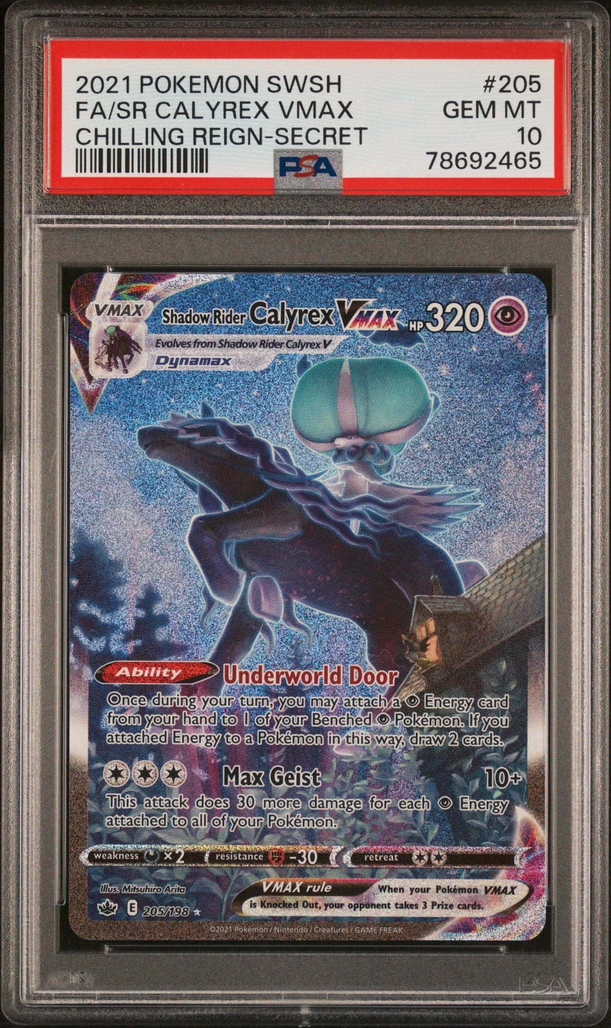 2021 Pokemon Sword &amp; Shield Chilling Reign Fa/Sr Calyrex Vmax PSA 10