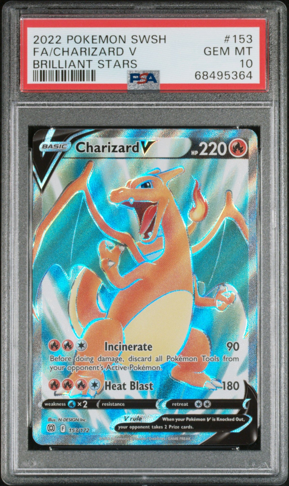 2022 Pokemon Sword &amp; Shield Brilliant Stars Charizard V Brilliant Stars PSA 10