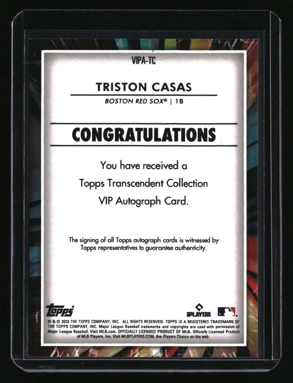 2023 Topps Transcendent VIP Collection Triston Casas Auto /23