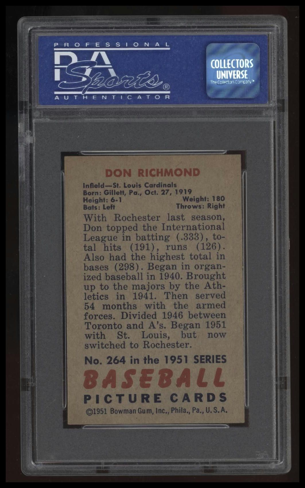 1951 Bowman Don Richmond PSA 8