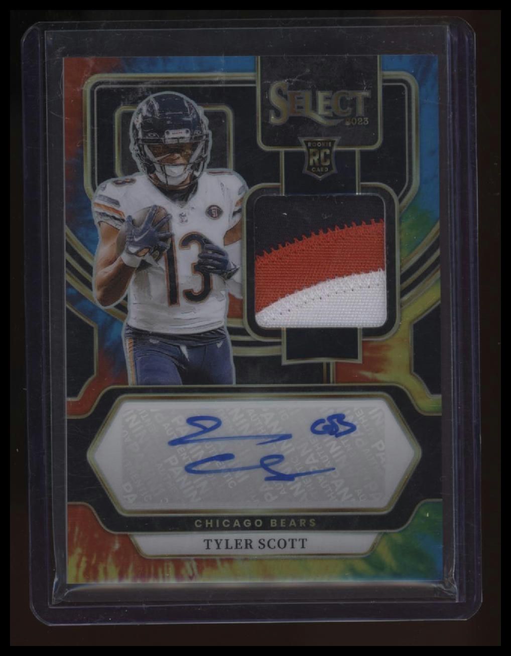 2023 Panini Select Tyler Scott Rookie Signature Memorabilia Tie-Dye Prizm #/25