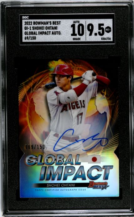 2022 Bowman&#39;s Best Shohei Ohtani Global Impact, Auto. SGC 9.5