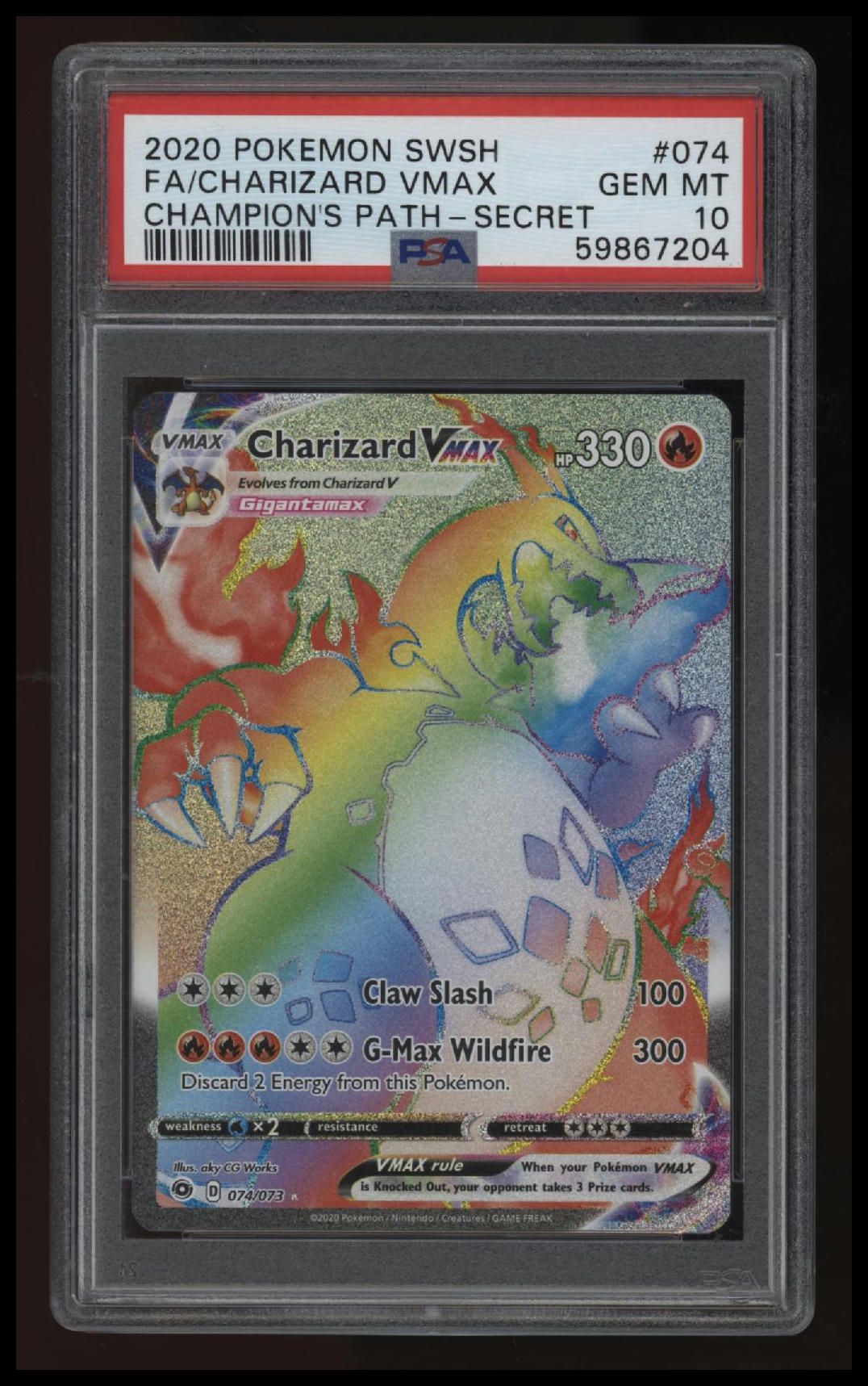 2020 Pokemon Sword &amp; Shield Champion&#39;S Path Fa/Charizard Vmax PSA 10