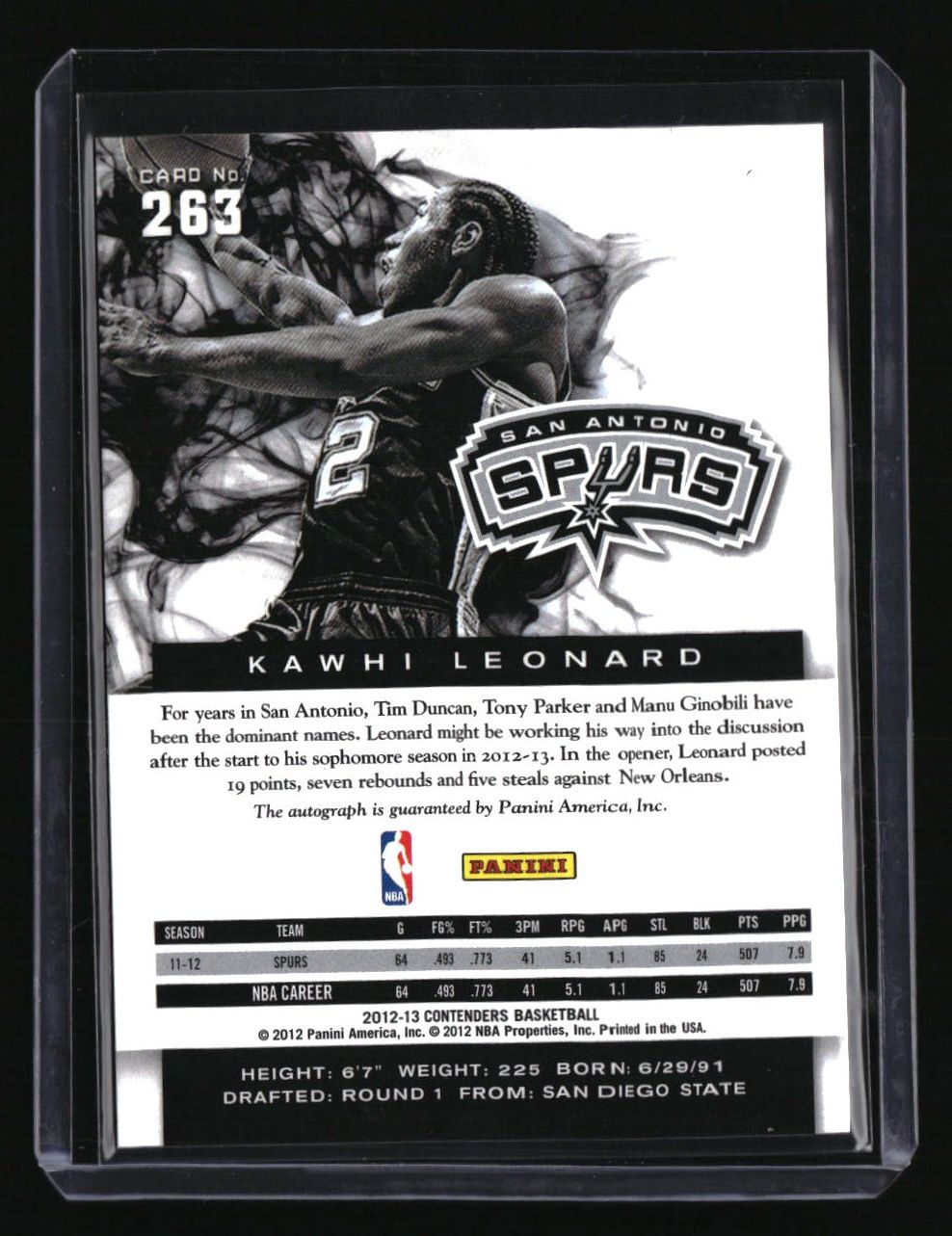 2012-13 Panini Contenders Kawhi Leonard Auto