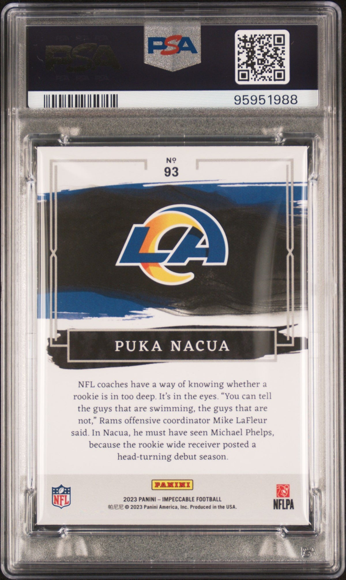 2023 Panini Impeccable Puka Nacua PSA 10