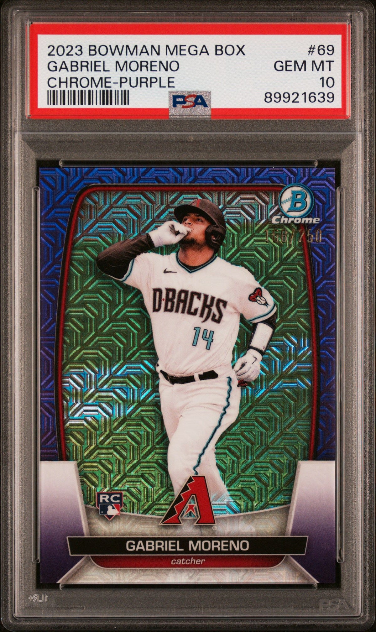 2023 Bowman Mega Box Chrome Gabriel Moreno Chrome-Purple Refractor PSA 10