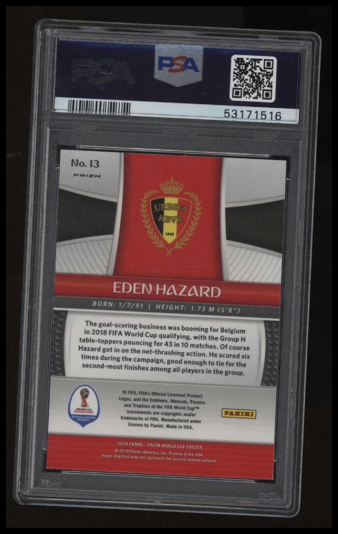 2018 Panini Prizm World Cup Eden Hazard Hyper Prizm PSA 10