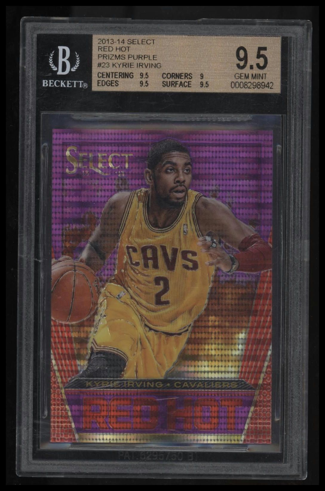 2013-14 Select Red Hot Prizms Purple Kyrie Irving BGS 9.5