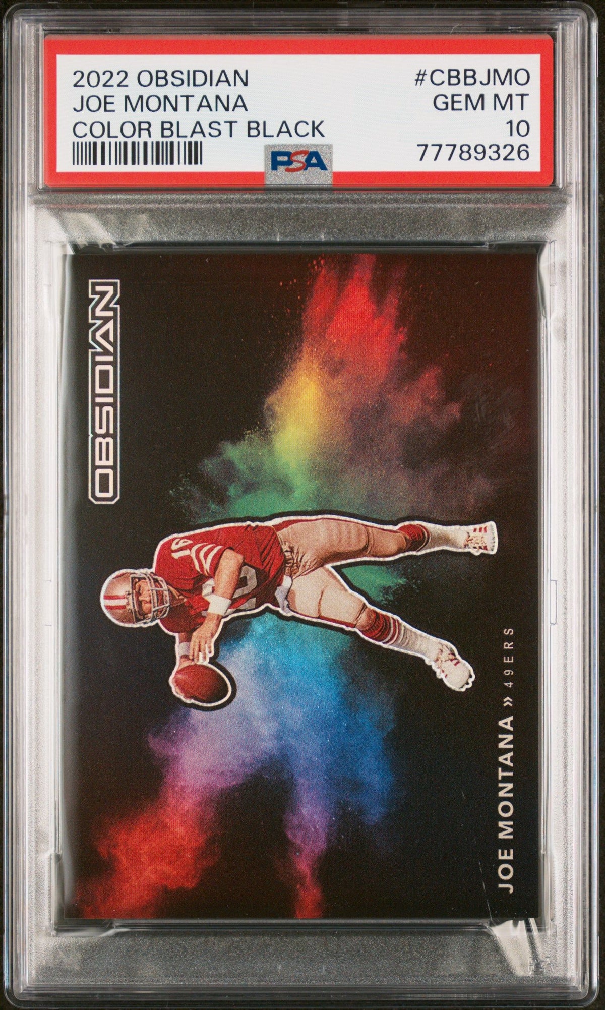 2022 Panini Obsidian #CBBJMO Joe Montana Color Blast Black PSA 10