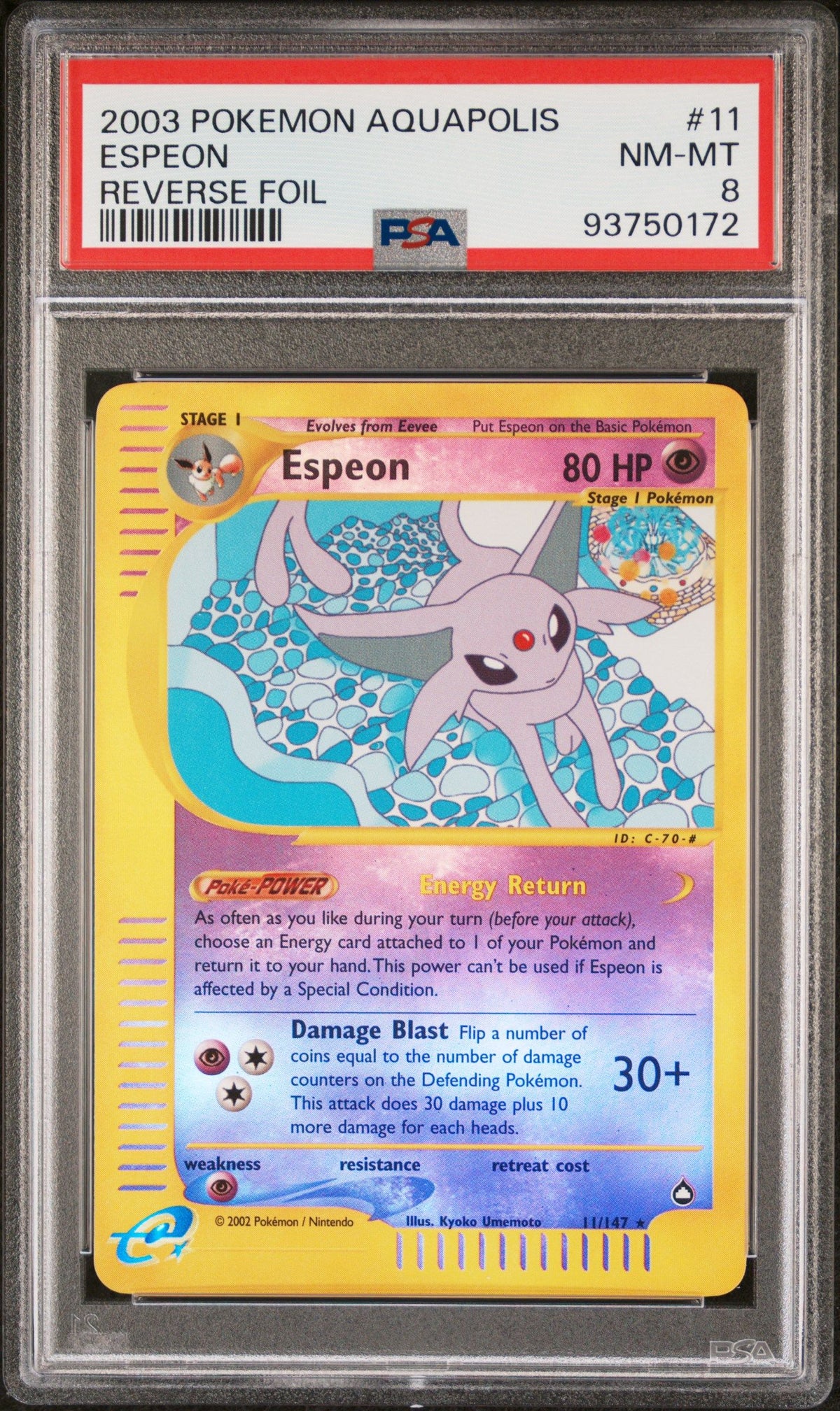 2003 Pokemon Aquapolis Espeon Reverse Foil PSA 8