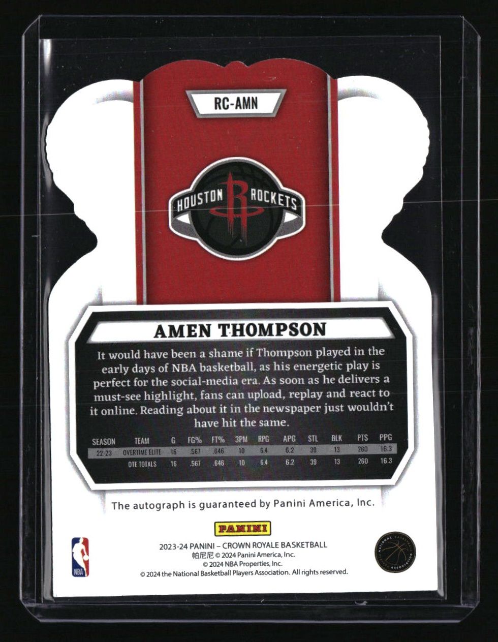 2023-24 Panini Crown Royale Amen Thompson Rookie Crown Autographs #/99