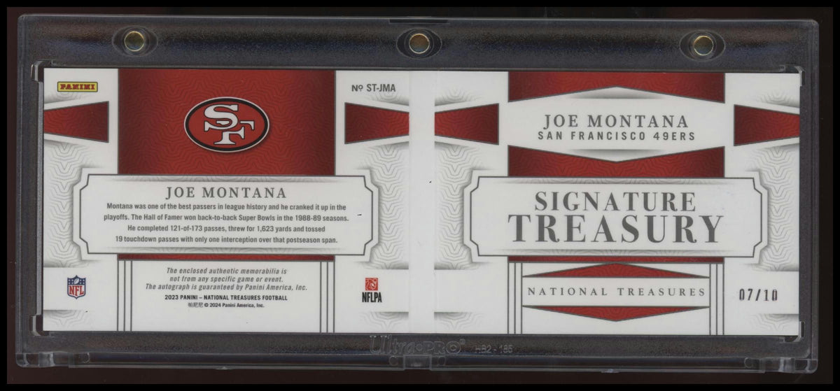 2023 National Treasures Joe Montana Patch Auto Signature Treasury Holo Gold /10