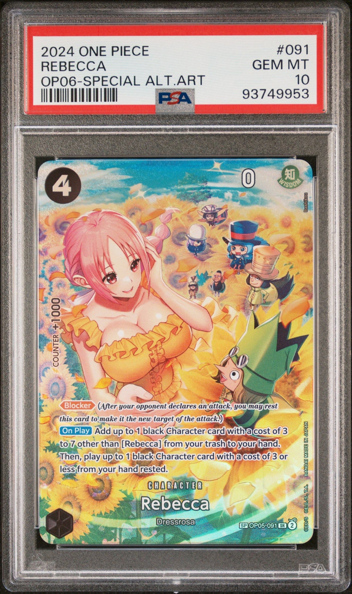 2024 One Piece Wings Of The Captain Rebecca Op06-Special Alt.Art PSA 10