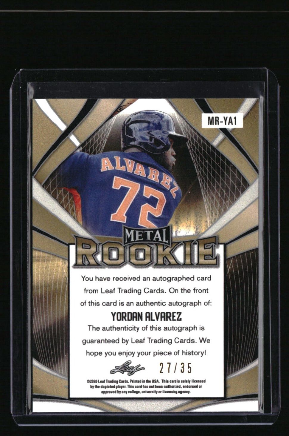 2020 Leaf Metal Rookie Yordan Alvarez Crystal Silver #/35