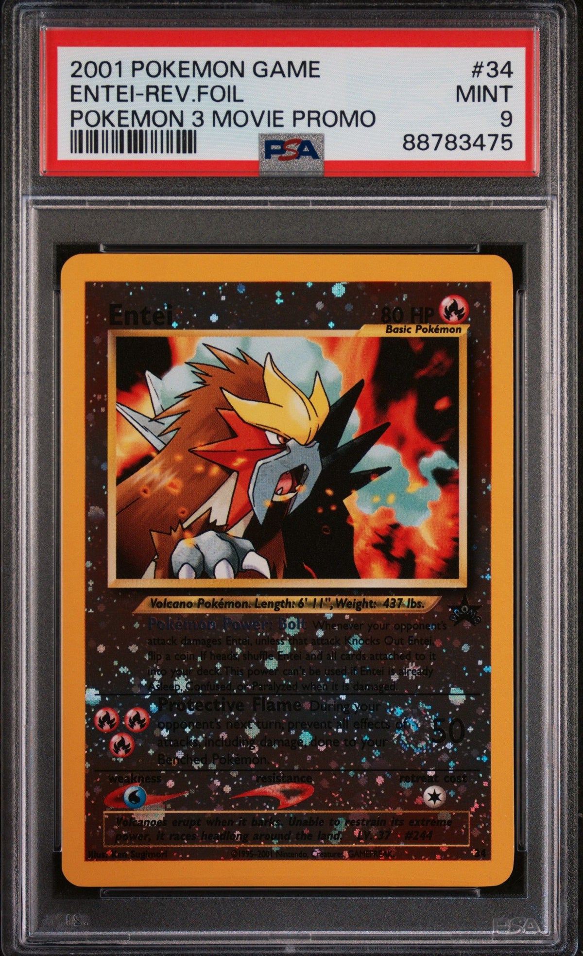 2001 Pokemon Game Movie Entei-Rev.Foil Pokemon 3 Movie Promo PSA 9 88783475