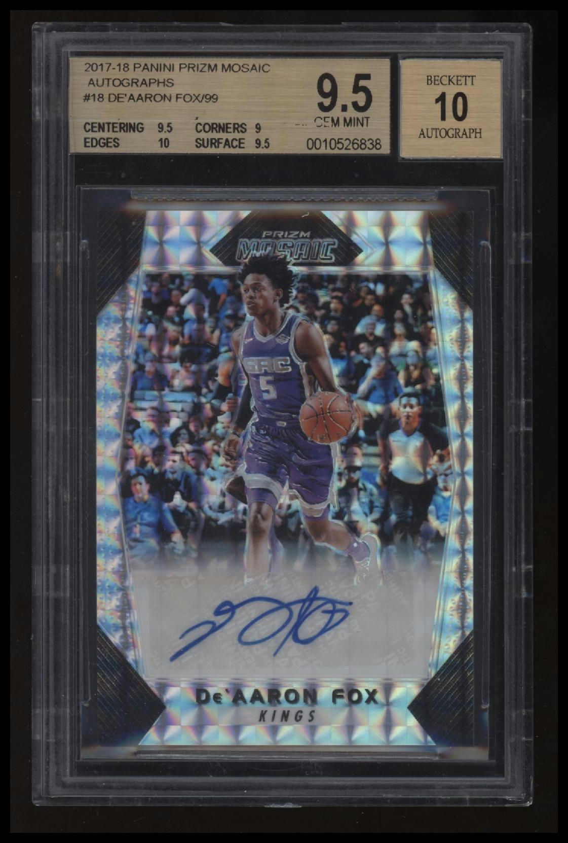 2017-18 Panini Prizm Mosaic Autographs De&#39;Aaron Fox/99 BGS 9.5