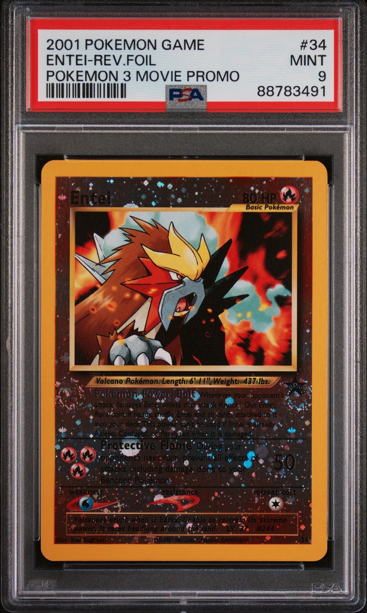 2001 Pokemon Game Movie Entei-Rev.Foil Pokemon 3 Movie Promo PSA 9 88783491