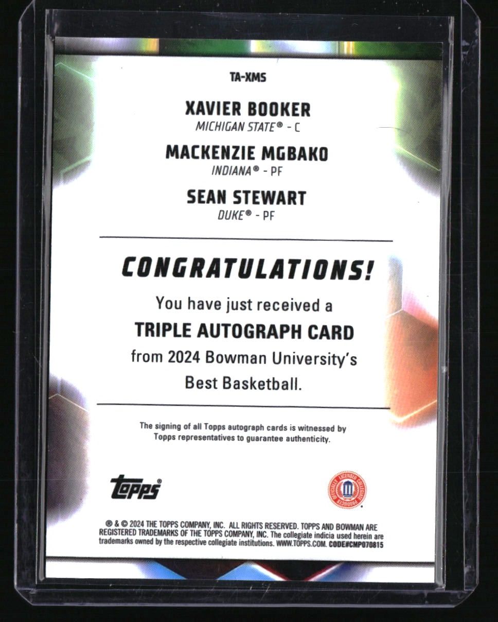 2023-24 Bowman U Best Booker / Mgbako / Stewart Triple Autos #/10