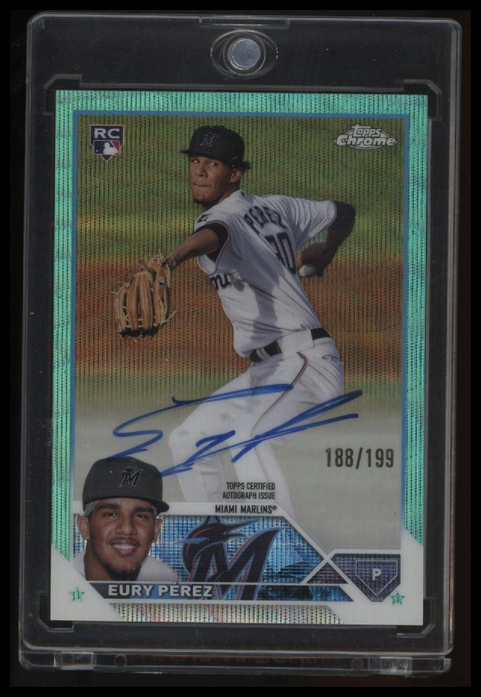 2023 Topps Chrome Update Eury Pérez Autographs Aqua Wave