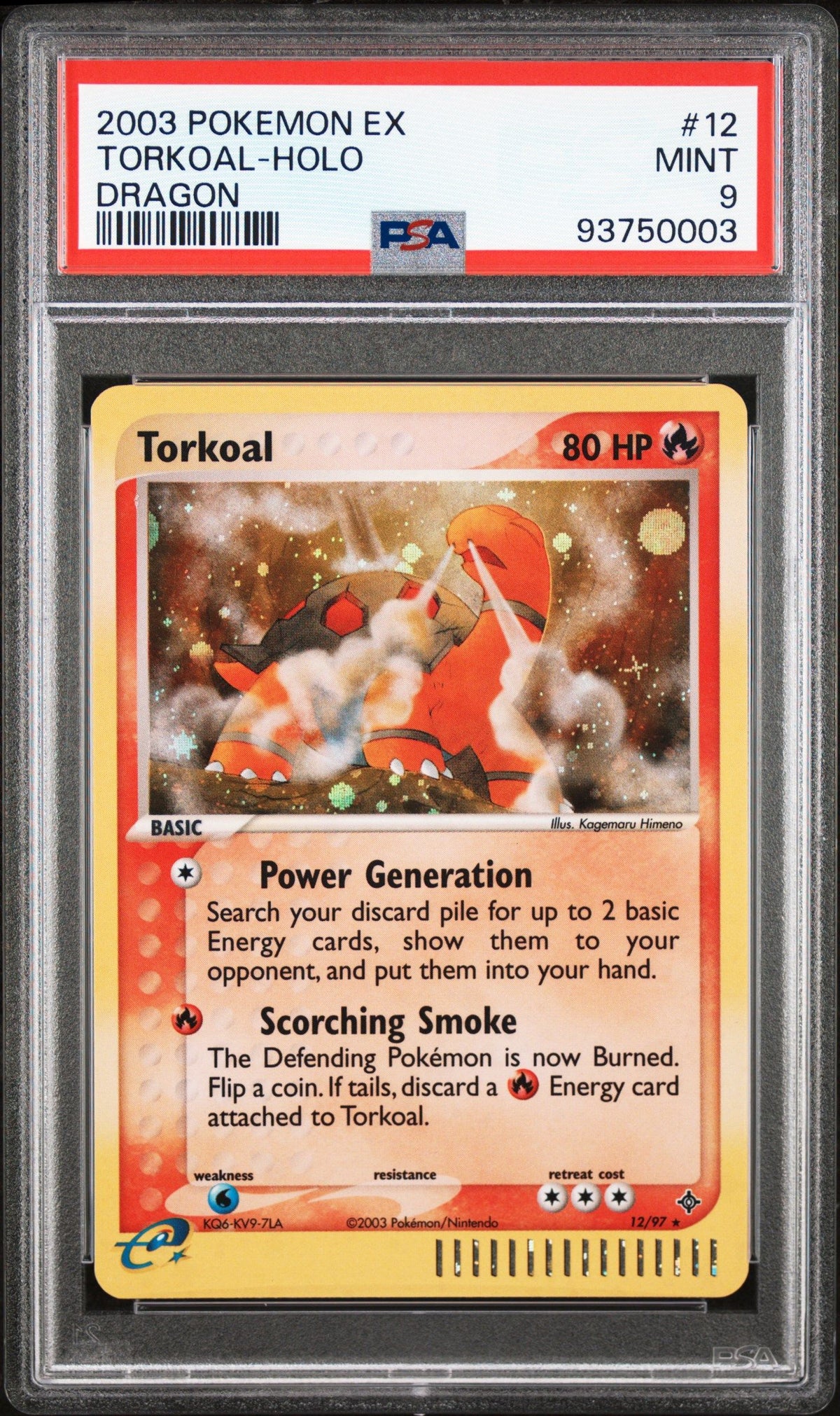 2003 Pokemon Ex Dragon Torkoal-Holo Dragon PSA 9