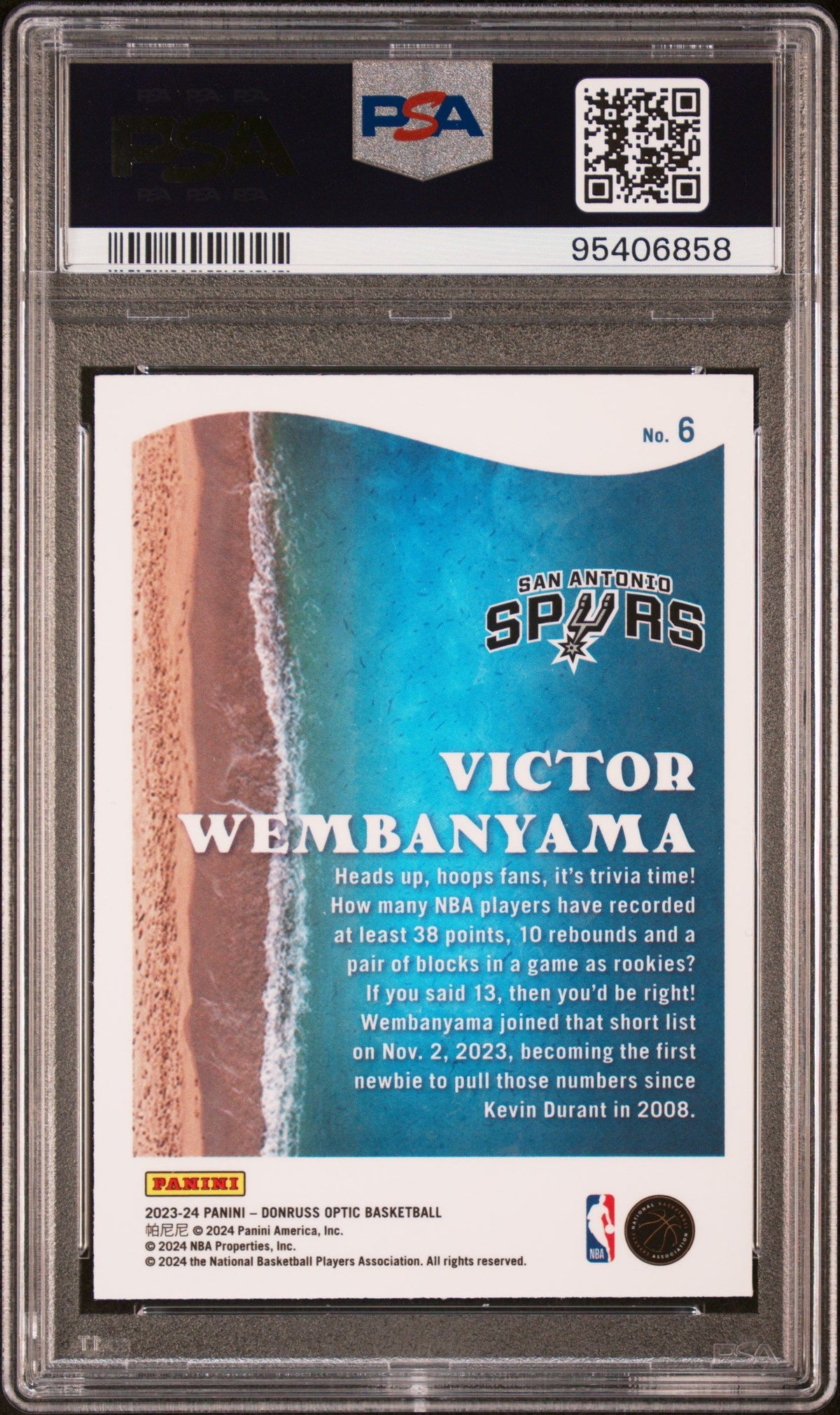 2023 Panini Donruss Optic Splash Victor Wembanyama PSA 10