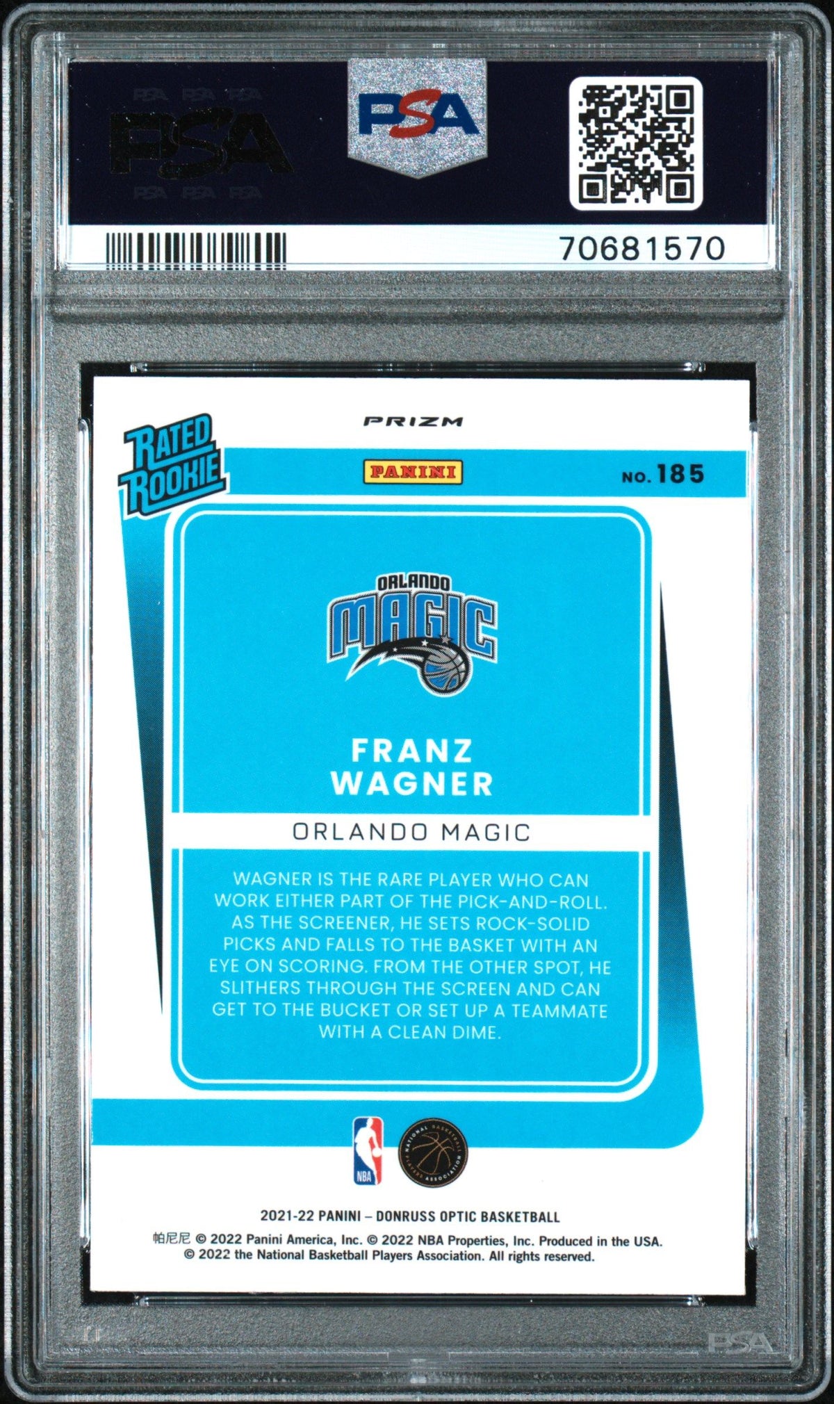 2021 Panini Donruss Optic Franz Wagner Holo PSA 9