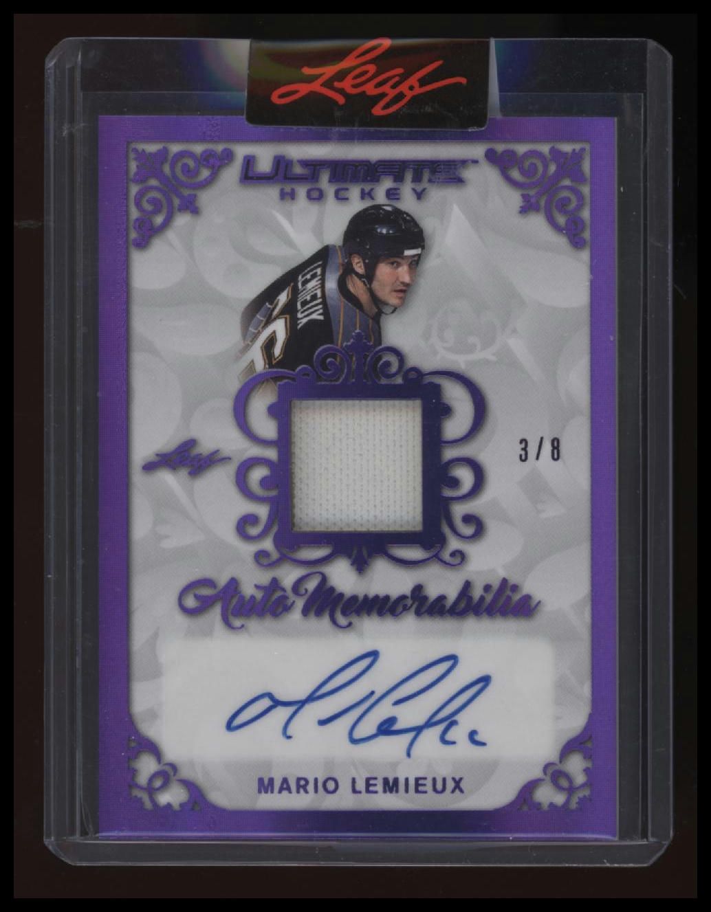 2023 Leaf Ultimate - Auto Memorabilia Spectrum Purple Holofoil Mario Lemieux #/8