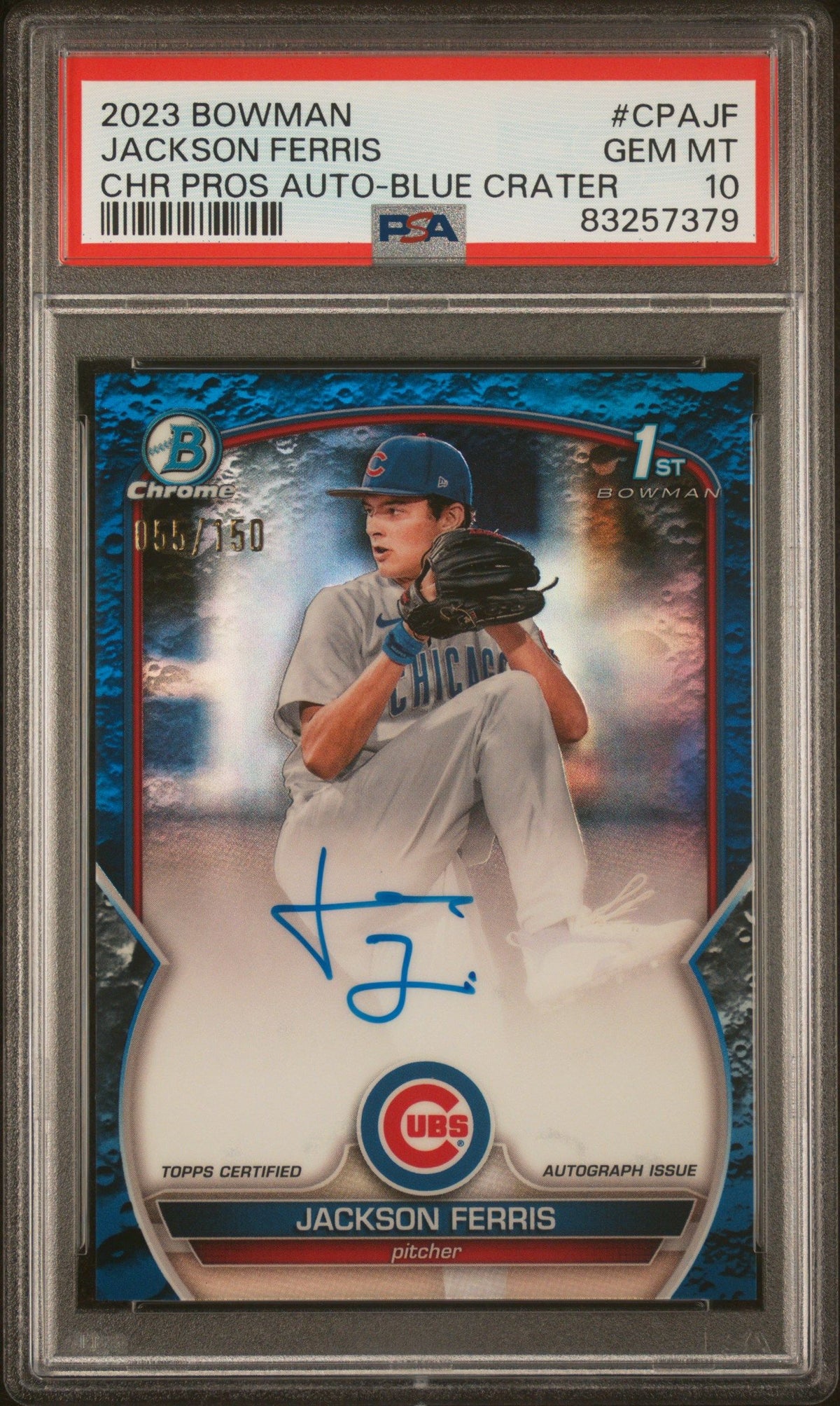 2023 Bowman Chrome Prospect Jackson Ferris Chr Pros Auto-Blue Crater PSA 10