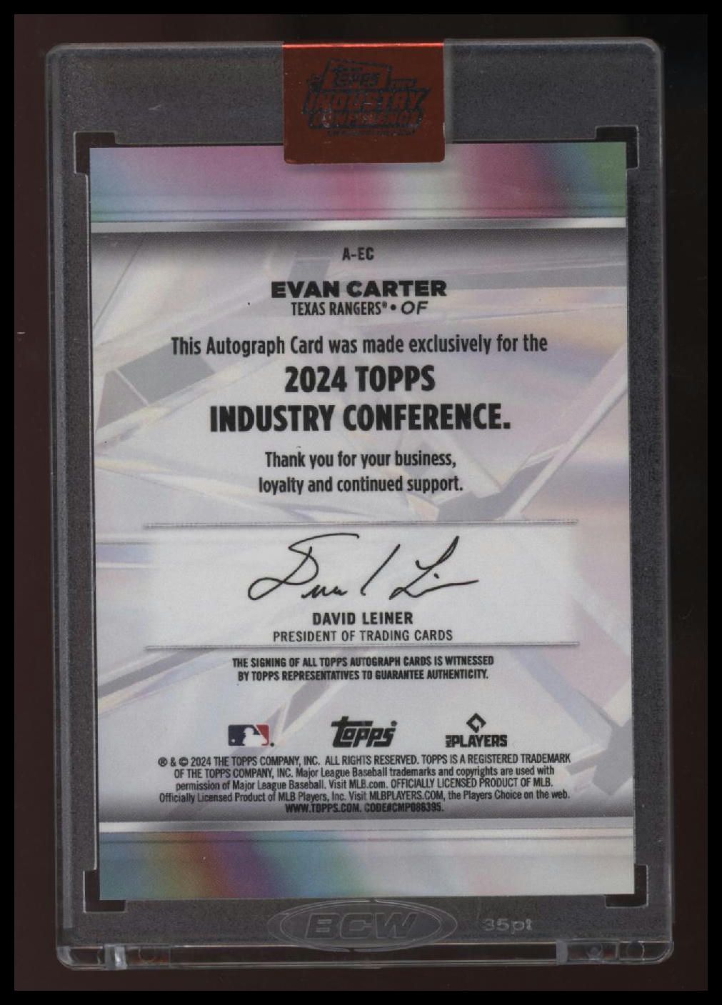 2024 Topps Industry Conference Evan Carter Auto /25