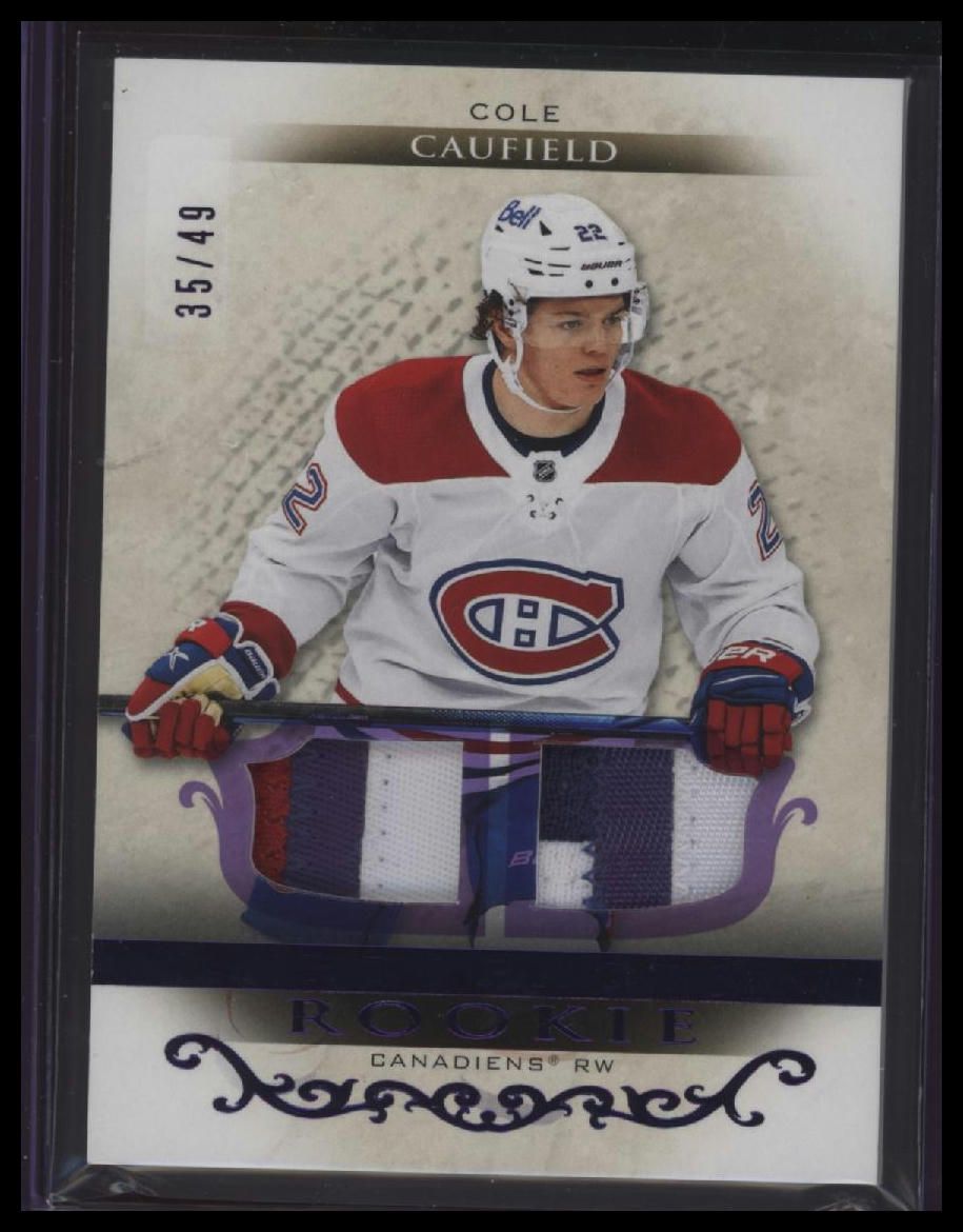 2021-22 Upper Deck Artifacts Cole Caufield Material Purple #/49