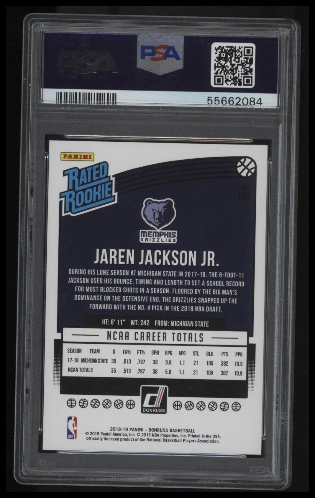 2018 Panini Donruss Jaren Jackson Jr. PSA 10