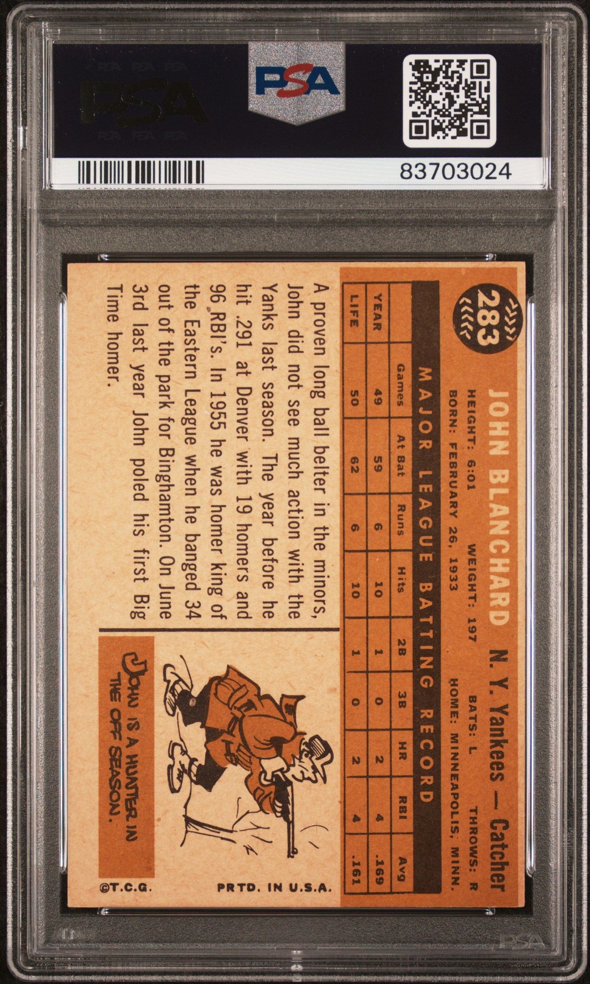 1960 Topps John Blanchard PSA 5