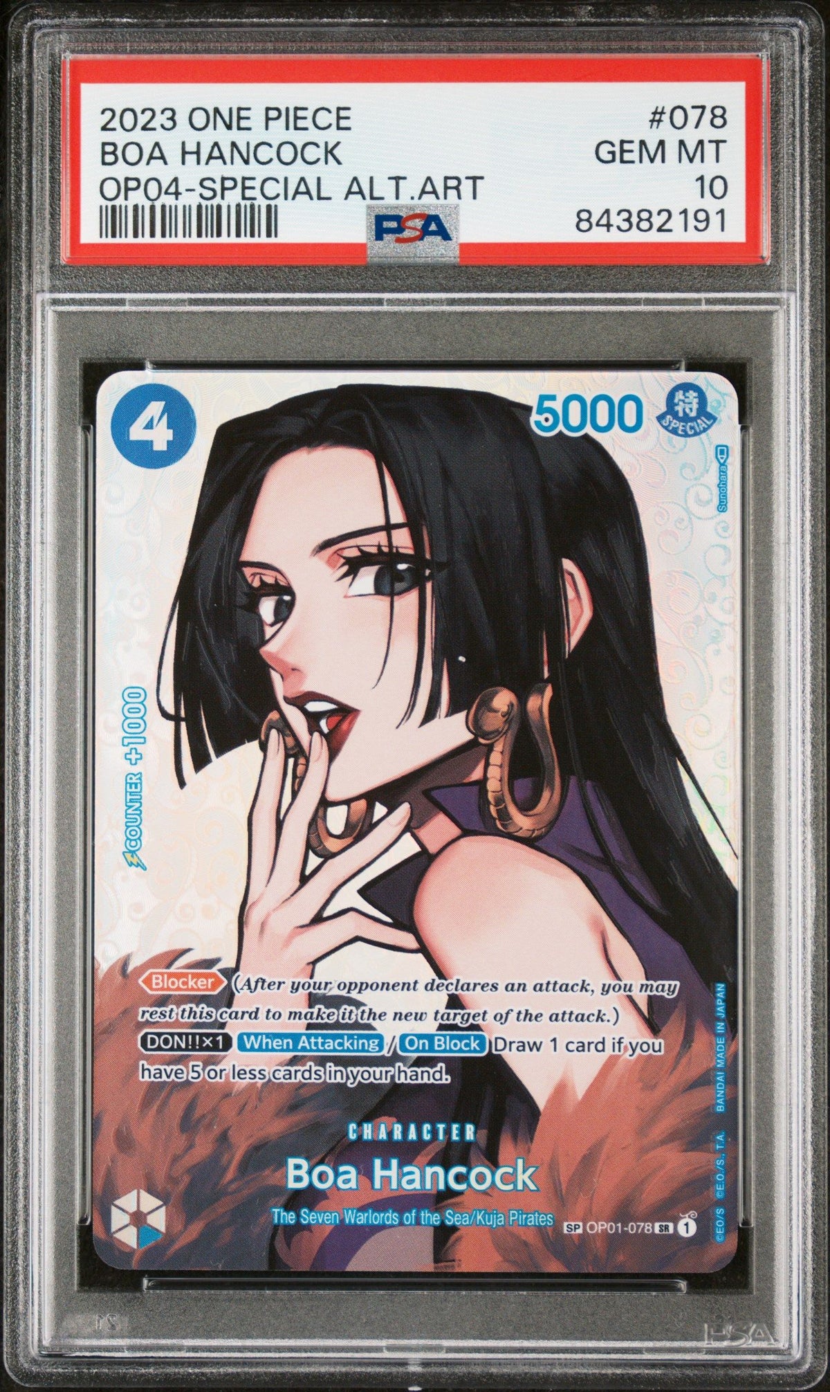 2023 One Piece Kingdoms Of Intrigue Boa Hancock Op04-Special Alt.Art PSA 10