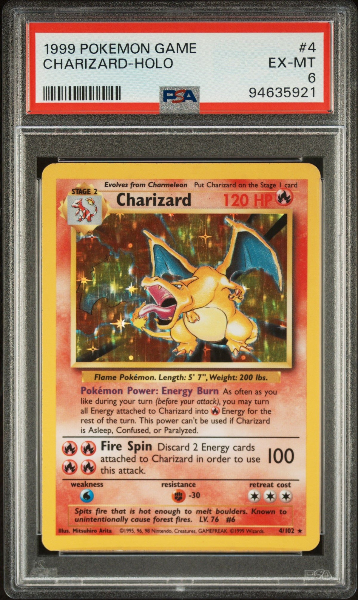 1999 Pokemon Game Charizard-Holo PSA 6