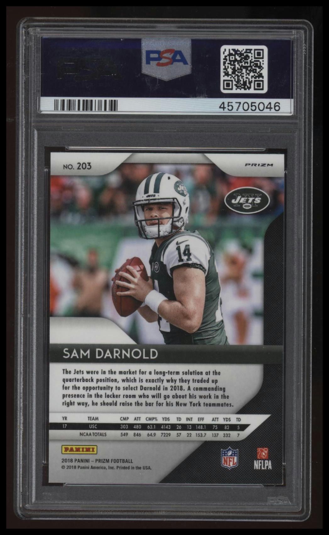 2018 Panini Prizm Sam Darnold Green Prizm PSA 10