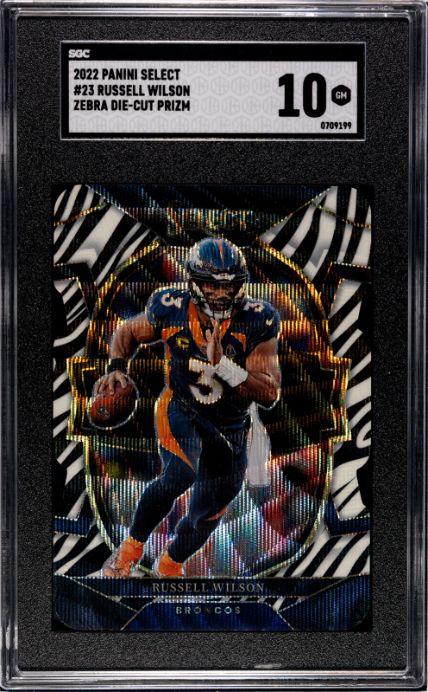 2022 Panini Select Russell Wilson Zebra Die-Cut Prizm SGC 10