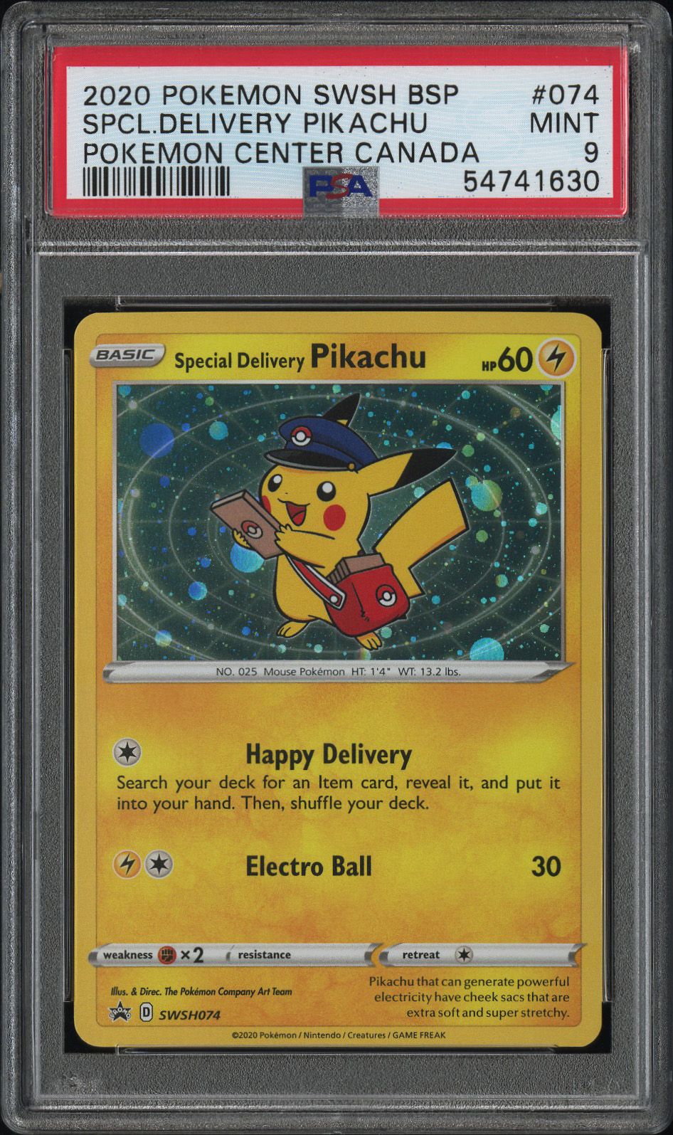 2020 Pokemon Swsh Black Star Promo Spcl.Delivery Pikachu PSA 9