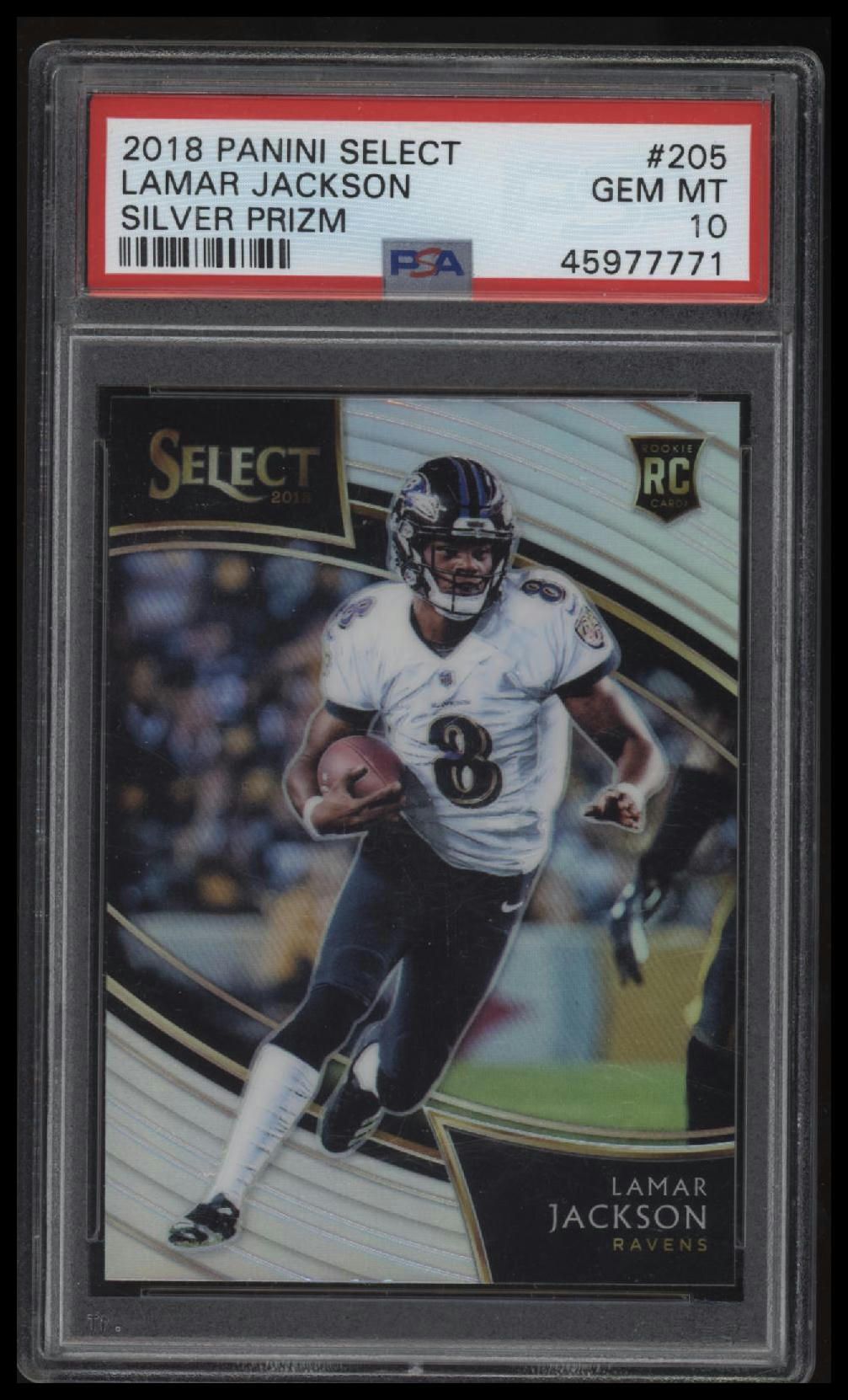 2018 Panini Select Lamar Jackson Silver Prizm PSA 10