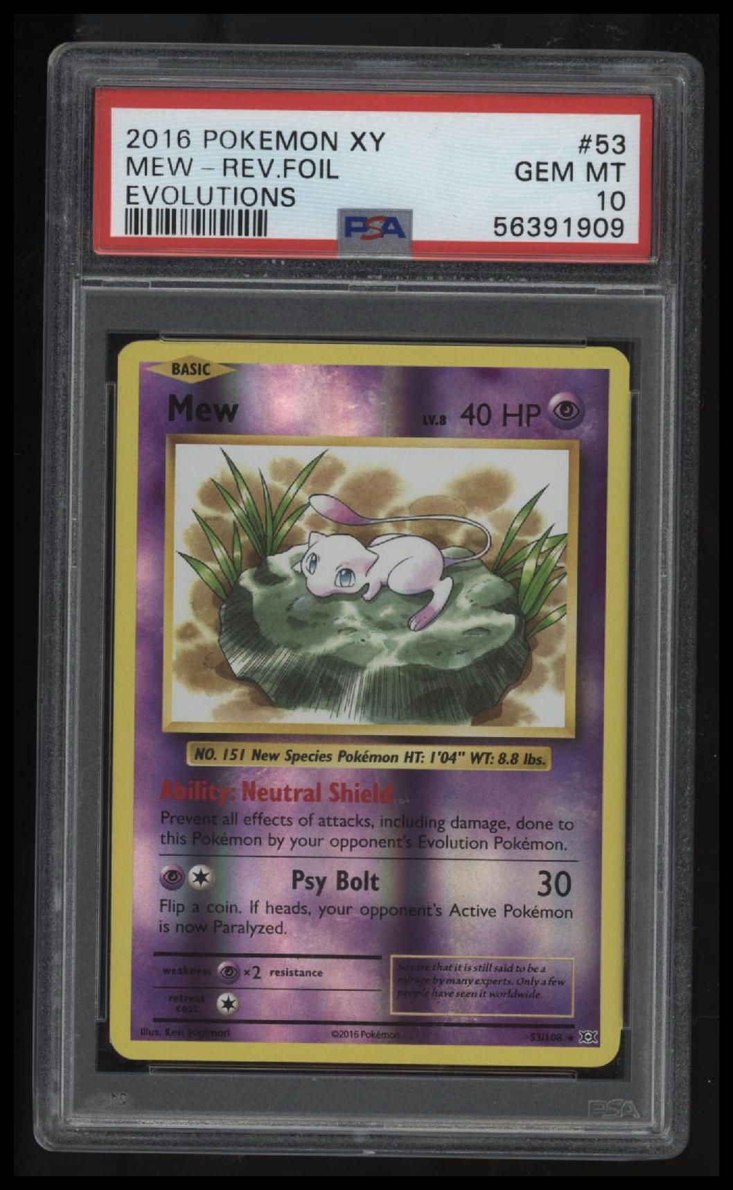 2016 Pokemon Xy Evolutions Mew-Rev.Foil Evolutions PSA 10