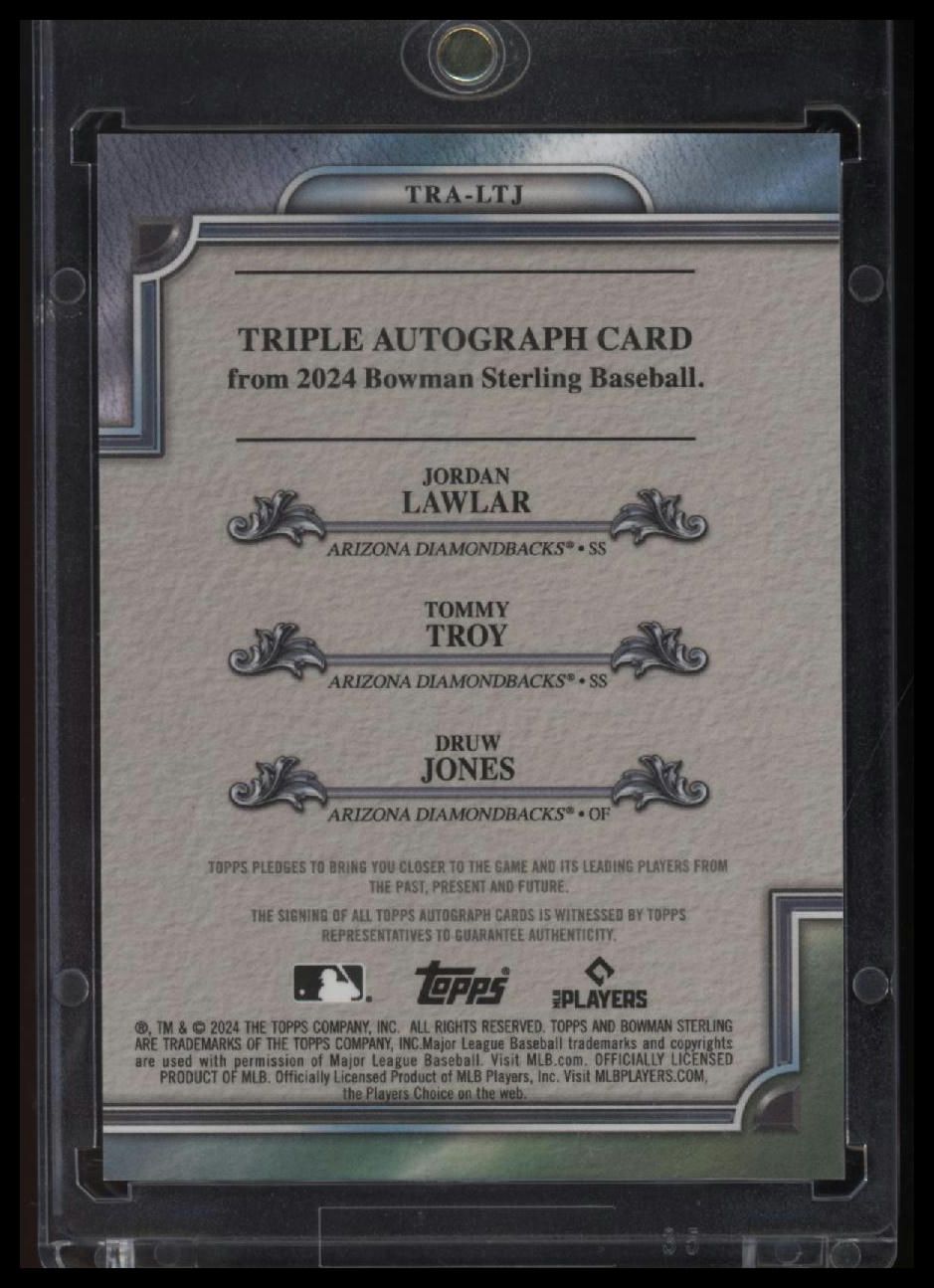 2024 Bowman Sterling Lawlar/Troy/Jones Triple Auto #1/1 Superfractor