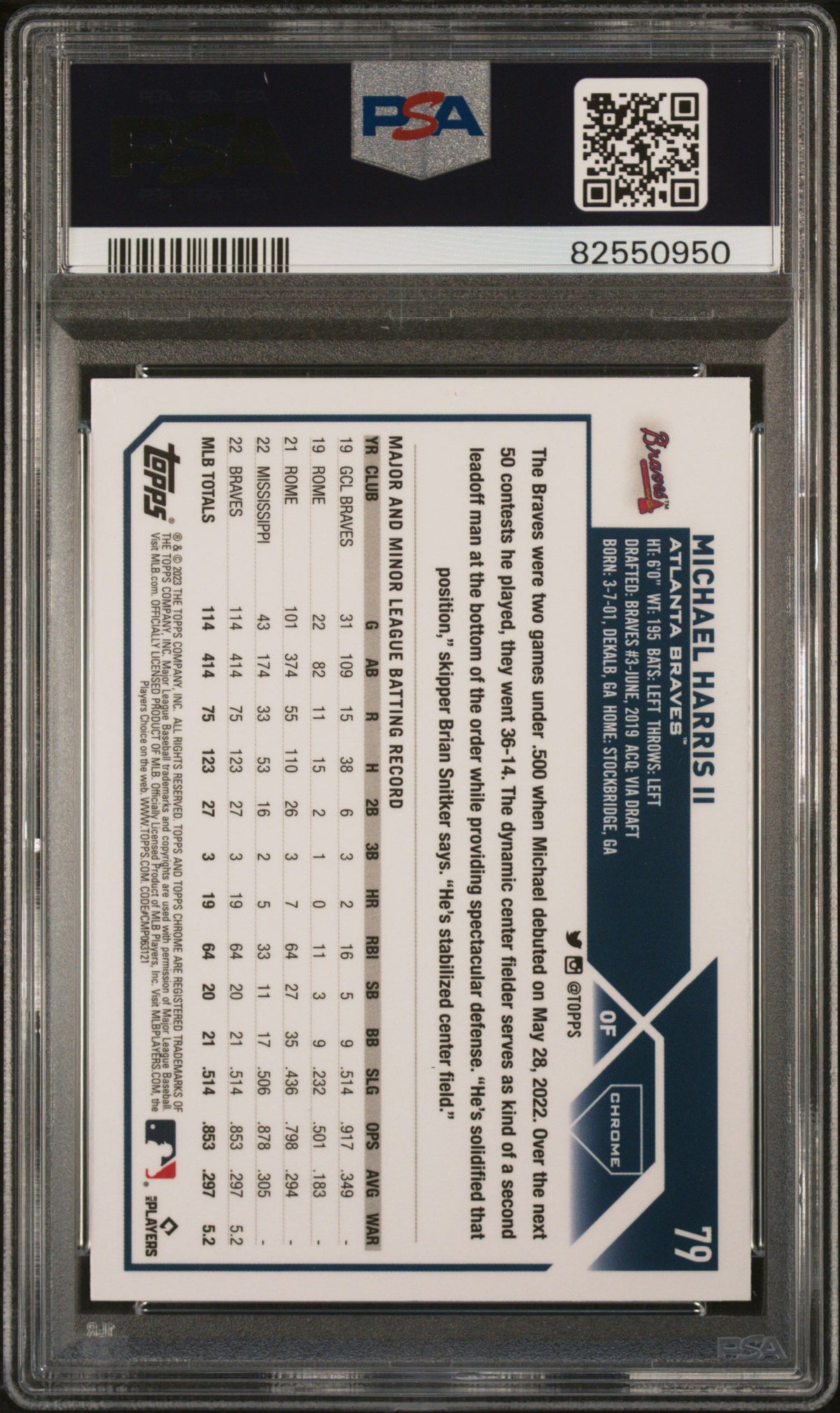 2023 Topps Chrome Michael Harris Ii X-Fractor PSA 10