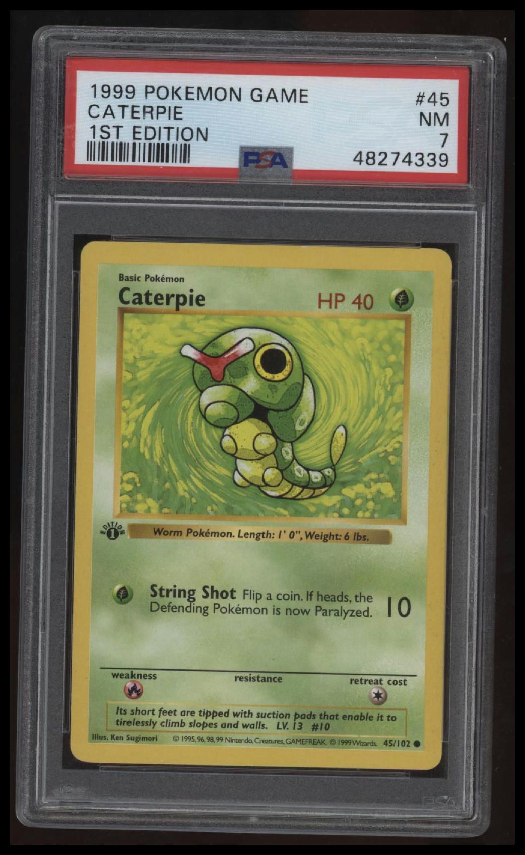 1999 Pokemon Game Caterpie 1st Edition PSA 7