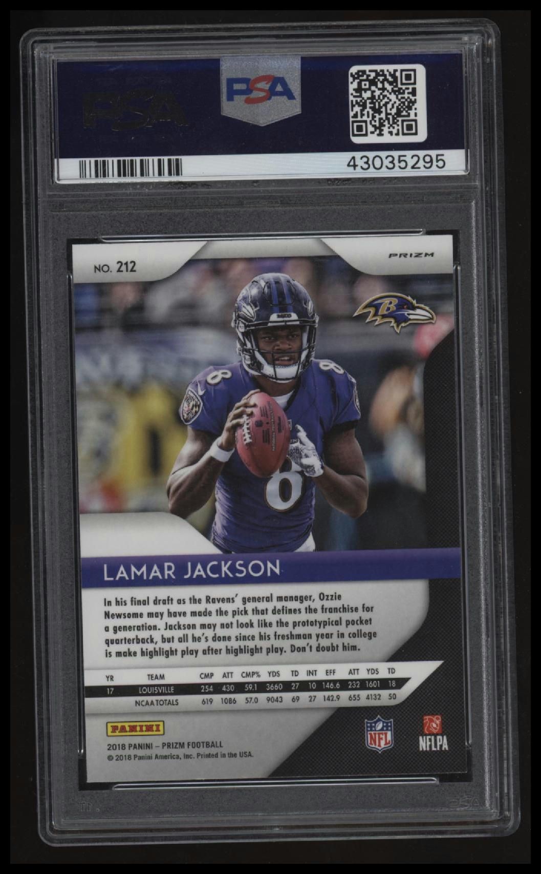 2018 Panini Prizm Lamar Jackson Green Prizm PSA 9