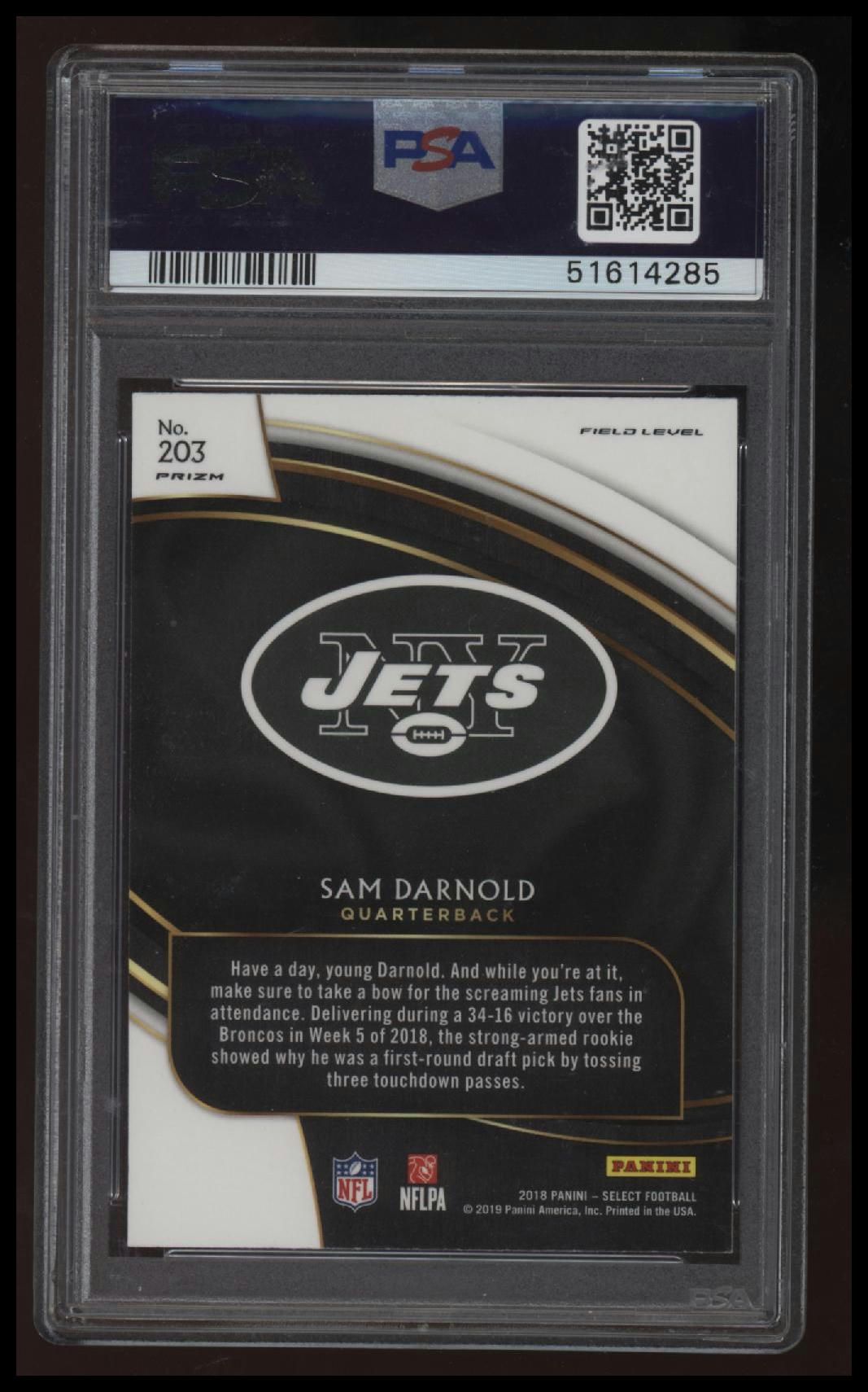 2018 Panini Select Sam Darnold Silver Prizm PSA 10 51614285