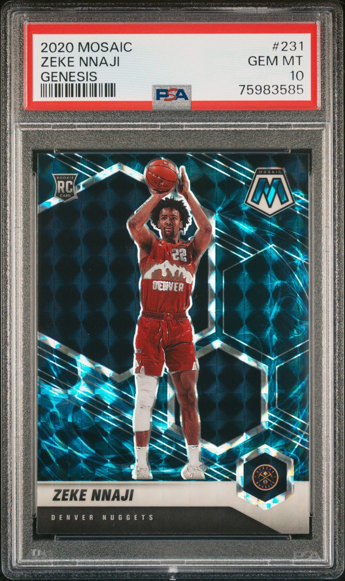 2020 Panini Mosaic #231 Zeke Nnaji Genesis PSA 10