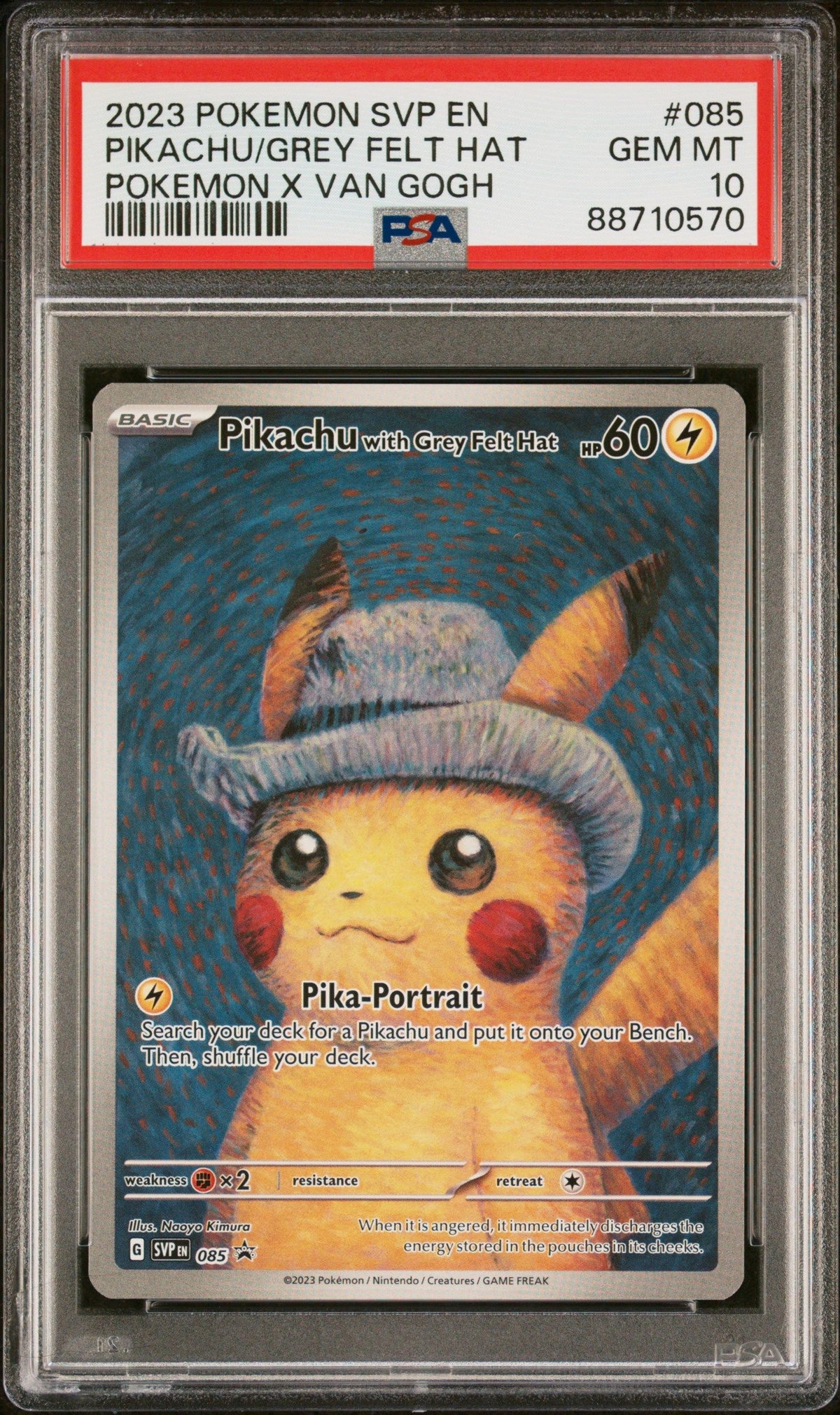 2023 Pokemon  Pikachu/Grey Felt Hat Pokemon X Van Gogh PSA 10 88710570